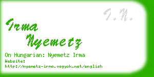 irma nyemetz business card